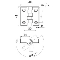 Záves plastový 48x48x30mm, otvor fi. 6.5mm Záves plastový 48x48x30mm, otvor fi. 6.5mm